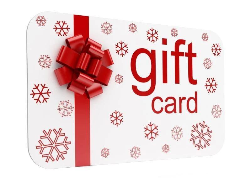 Gift card with red bow.